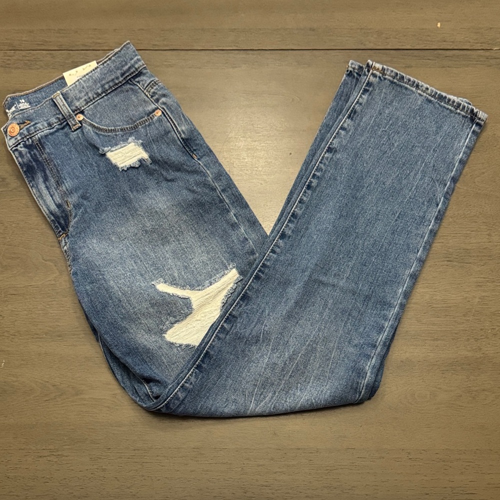 Girls High Rise Stretch Distressed Jeans, Size 18